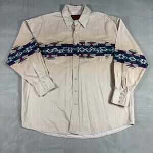Vintage Rustler by Wrangler Aztec Southwestern Western Pearl Snap Shirt 2XL
